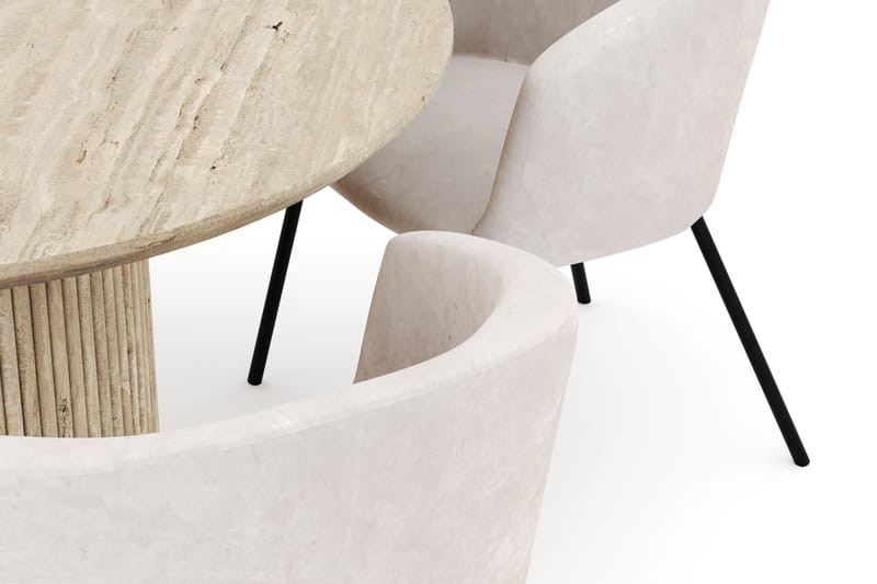 Uppveda Matbord Runt 120 cm med 4 Berit Stolar - Beige - Möbler - Bord & matgrupp - Matgrupp