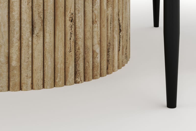 Uppveda Matbord Runt 120 cm med 4 Sawako Stolar - Beige - Möbler - Bord & matgrupp - Matgrupp