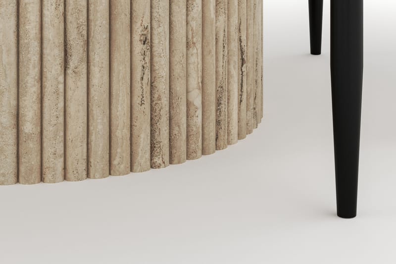 Uppveda Matbord Runt 120 cm med 4 Sawako Stolar - Beige - Möbler - Bord & matgrupp - Matgrupp