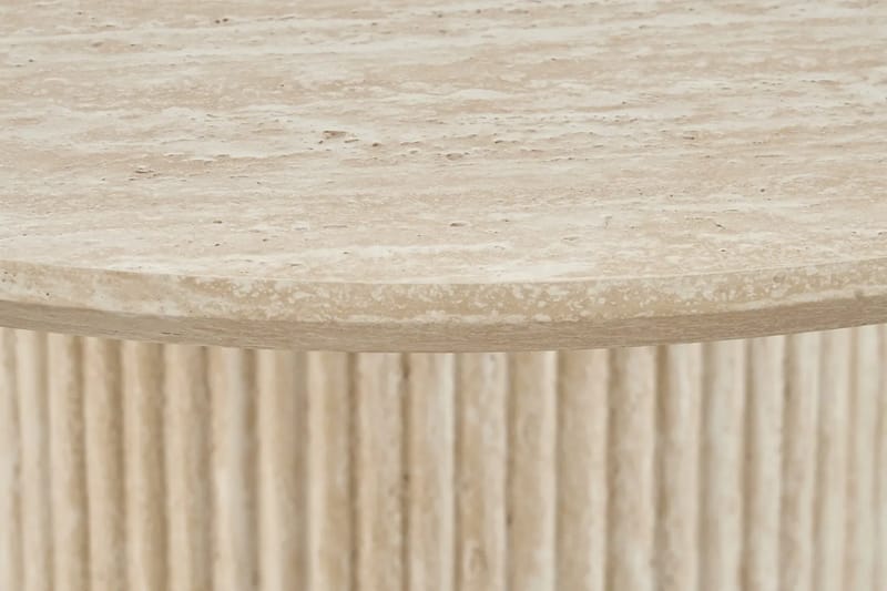 Uppveda Matbord Runt 120 cm Travertin med 4 Reciclar Matstolar - Travertin/Greige - Möbler - Bord & matgrupp - Matgrupp