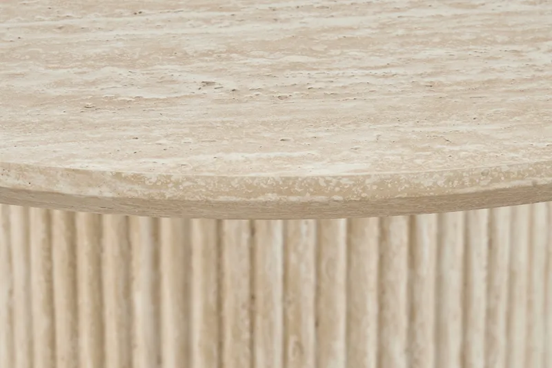 Uppveda Matbord Runt 120 cm Travertin utseende - Beige - Möbler - Bord & matgrupp - Matbord & köksbord