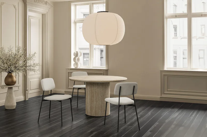 Uppveda Matbord Runt 120 cm Travertin utseende - Beige - Möbler - Bord & matgrupp - Matbord & köksbord