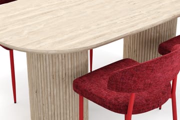 Uppveda Matbord Travetin utseende med 4 st Jairam Matstolar - Beige - Möbler - Bord & matgrupp - Matgrupp