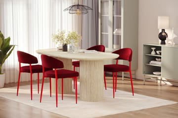 Uppveda Matbord Travetin utseende med 4 st Jairam Matstolar - Beige - Möbler - Bord & matgrupp - Matgrupp
