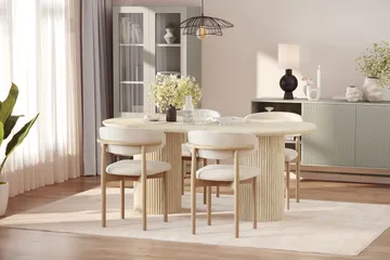 Uppveda Matbord Travetin utseende med 4 st Jaiveer Matstolar - Beige - Möbler - Bord & matgrupp - Matgrupp