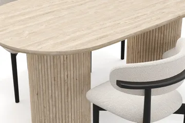 Uppveda Matbord Travetin utseende med 4 st Jaiveer Matstolar - Beige - Möbler - Bord & matgrupp - Matgrupp