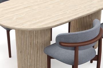 Uppveda Matbord Travetin utseende med 4 st Jaiveer Matstolar - Beige - Möbler - Bord & matgrupp - Matgrupp