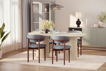 Uppveda Matbord Travetin utseende med 4 st Jaiveer Matstolar - Beige - Möbler - Bord & matgrupp - Matgrupp