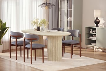 Uppveda Matbord Travetin utseende med 4 st Jaiveer Matstolar - Beige - Möbler - Bord & matgrupp - Matgrupp