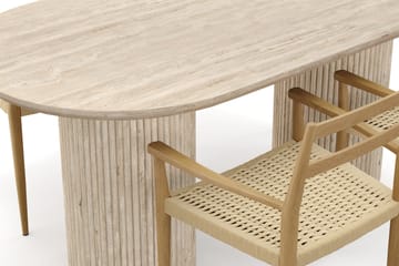 Uppveda Matbord Travetin utseende med 4 st Jamna Karmstolar - Beige - Möbler - Bord & matgrupp - Matgrupp
