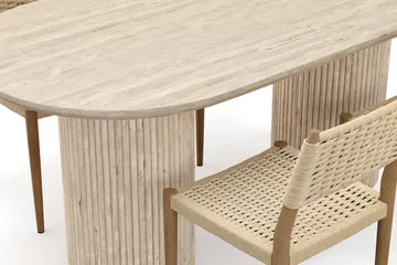 Uppveda Matbord Travetin utseende med 4 st Jamna Matstolar - Beige - Möbler - Bord & matgrupp - Matgrupp