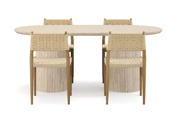 Uppveda Matbord Travetin utseende med 4 st Jamna Matstolar - Beige - Möbler - Bord & matgrupp - Matgrupp