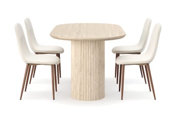 Uppveda Matbord Travetin utseende med 4 st Nibe Matstolar - Beige - Möbler - Bord & matgrupp - Matgrupp