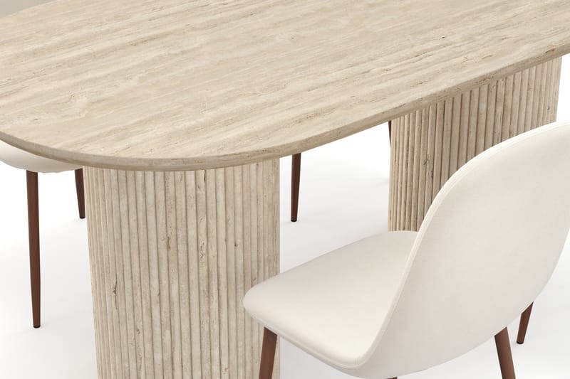 Uppveda Matbord Travetin utseende med 4 st Nibe Matstolar - Beige - Möbler - Bord & matgrupp - Matgrupp