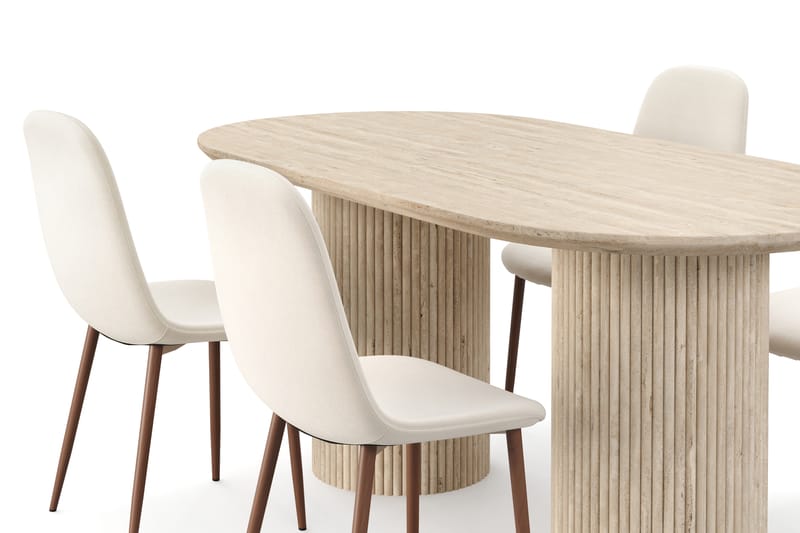 Uppveda Matbord Travetin utseende med 4 st Nibe Matstolar - Beige - Möbler - Bord & matgrupp - Matgrupp