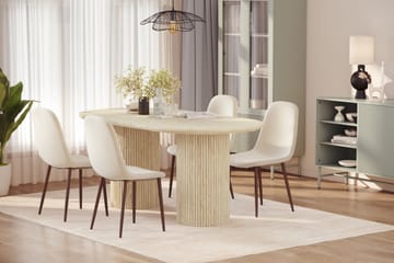 Uppveda Matbord Travetin utseende med 4 st Nibe Matstolar - Beige - Möbler - Bord & matgrupp - Matgrupp