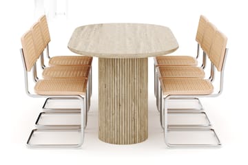 Uppveda Matbord Travetin utseende med 6 st Build Matstolar - Beige - Möbler - Bord & matgrupp - Matgrupp
