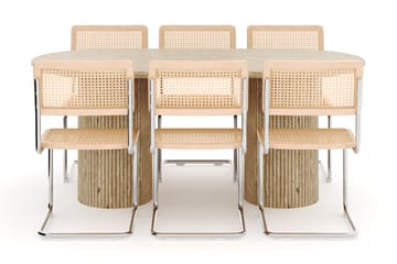 Uppveda Matbord Travetin utseende med 6 st Build Matstolar - Beige - Möbler - Bord & matgrupp - Matgrupp