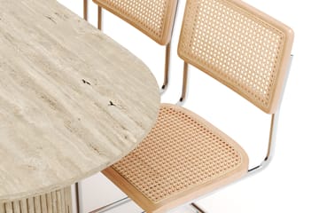 Uppveda Matbord Travetin utseende med 6 st Build Matstolar - Beige - Möbler - Bord & matgrupp - Matgrupp