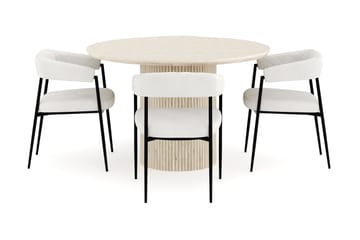 Uppveda Matgrupp 120 cm Rund med 4 Ayana Matstolar - Travetin - Möbler - Bord & matgrupp - Matgrupp