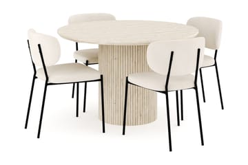Uppveda Matgrupp 120 cm Rund med 4 Gemmiano Matstolar - Travetin - Möbler - Bord & matgrupp - Matgrupp