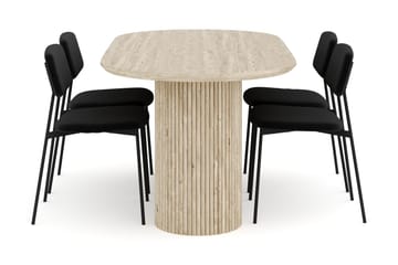 Uppveda Matgrupp 180 cm Oval Travertin med 4 Lowe Matstolar - Travertin - Möbler - Bord & matgrupp - Matgrupp