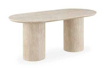 Uppveda Matgrupp 180 cm Oval Travertin med 4 Reciclar Matstolar - Travertin/Greige - Möbler - Bord & matgrupp - Matgrupp