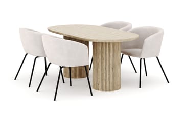 Uppveda Ovalt Matbord 180x90 cm med 4 Berit Stolar - Beige - Möbler - Bord & matgrupp - Matgrupp
