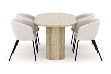 Uppveda Ovalt Matbord 180x90 cm med 4 Berit Stolar - Beige - Möbler - Bord & matgrupp - Matgrupp