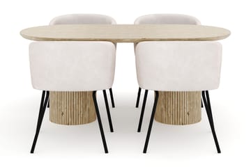 Uppveda Ovalt Matbord 180x90 cm med 4 Berit Stolar - Beige - Möbler - Bord & matgrupp - Matgrupp