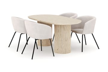 Uppveda Ovalt Matbord 180x90 cm med 4 Berit Stolar - Beige - Möbler - Bord & matgrupp - Matgrupp