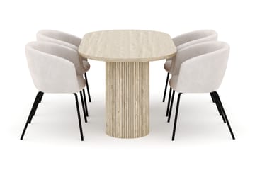 Uppveda Ovalt Matbord 180x90 cm med 4 Berit Stolar - Beige - Möbler - Bord & matgrupp - Matgrupp