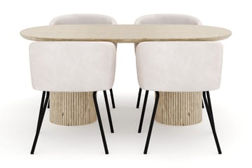 Uppveda Ovalt Matbord 180x90 cm med 4 Berit Stolar - Beige - Möbler - Bord & matgrupp - Matgrupp