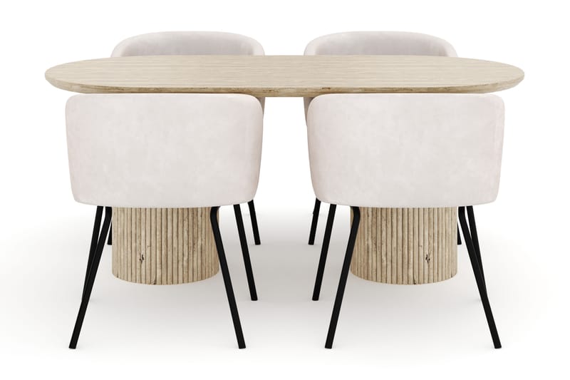 Uppveda Ovalt Matbord 180x90 cm med 4 Berit Stolar - Beige - Möbler - Bord & matgrupp - Matgrupp