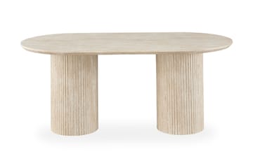 Uppveda Ovalt Matbord 180x90 cm med 4 Sawako Greige Stolar - Travertin/Greige - Möbler - Bord & matgrupp - Matgrupp