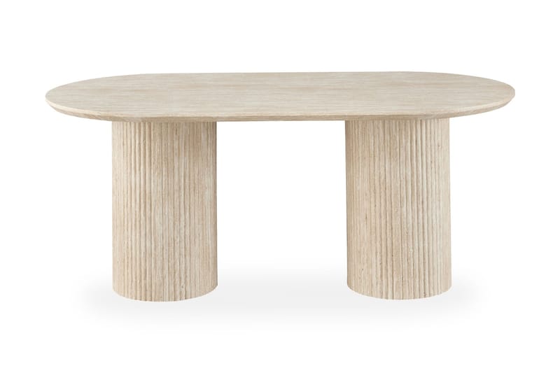 Uppveda Ovalt Matbord 180x90 cm med 4 Sawako Greige Stolar - Travertin/Greige - Möbler - Bord & matgrupp - Matgrupp