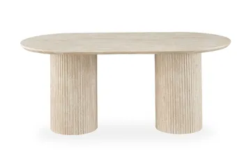 Uppveda Ovalt Matbord 180x90 cm med 4 Sawako Greige Stolar - Travertin/Greige - Möbler - Bord & matgrupp - Matgrupp