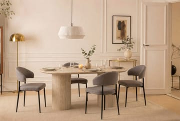 Uppveda Ovalt Matbord 180x90 cm med 4 Sawako Greige Stolar - Travertin/Greige - Möbler - Bord & matgrupp - Matgrupp