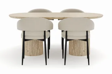 Uppveda Ovalt Matbord 180x90 cm med 4 Sawako Stolar - Beige - Möbler - Bord & matgrupp - Matgrupp