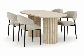 Uppveda Ovalt Matbord 180x90 cm med 4 Sawako Stolar - Beige - Möbler - Bord & matgrupp - Matgrupp