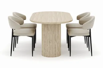 Uppveda Ovalt Matbord 180x90 cm med 4 Sawako Stolar - Beige - Möbler - Bord & matgrupp - Matgrupp