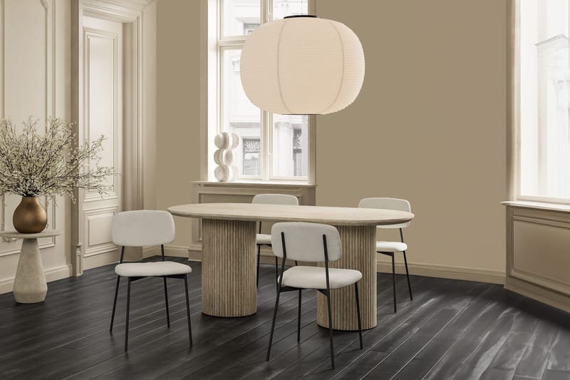 Uppveda Ovalt Matbord 180x90 cm Travertin Utseende - Beige - Möbler - Bord & matgrupp - Matbord & köksbord