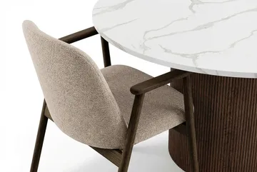 Uppveda Runt Matbord 120 cm med 4 Reciclar Matstolar - Vit/Brun/Greige - Möbler - Bord & matgrupp - Matgrupp