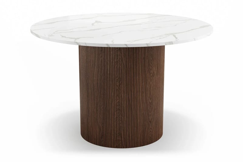 Uppveda Runt Matbord 120 cm med 4 Reciclar Matstolar - Vit/Brun/Greige - Möbler - Bord & matgrupp - Matgrupp