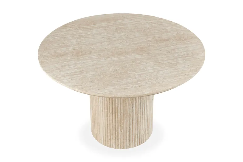 Uppveda Runt Matbord 120 cm med Travertinutseende - Beige - Möbler - Bord & matgrupp - Matbord & köksbord