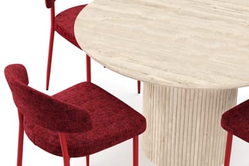 Uppveda Runt Matbord 120cm Travetin utseende med 4 st Jairam Matstolar - Beige - Möbler - Bord & matgrupp - Matgrupp