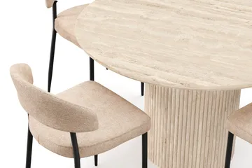 Uppveda Runt Matbord 120cm Travetin utseende med 4 st Jairam Matstolar - Beige - Möbler - Bord & matgrupp - Matgrupp