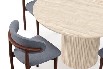 Uppveda Runt Matbord 120cm Travetin utseende med 4 st Jaiveer Matstolar - Beige - Möbler - Bord & matgrupp - Matgrupp