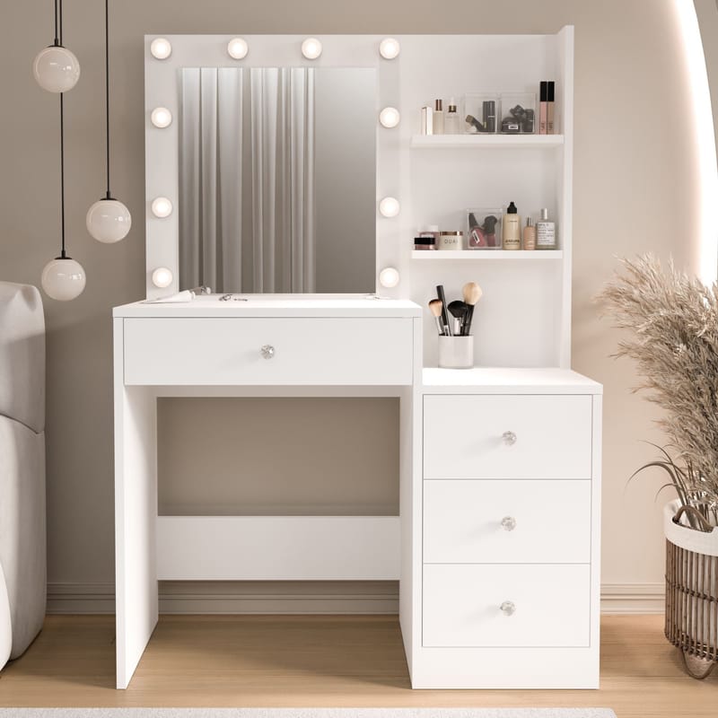Uvero Sminkbord 69,4x135x40 cm - Vit - Möbler - Bord & matgrupp - Sminkbord & toalettbord