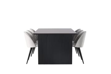 Vail Matbord 200 cm med 6 Velvet Köksstol Sammet - Möbler - Bord & matgrupp - Matgrupp